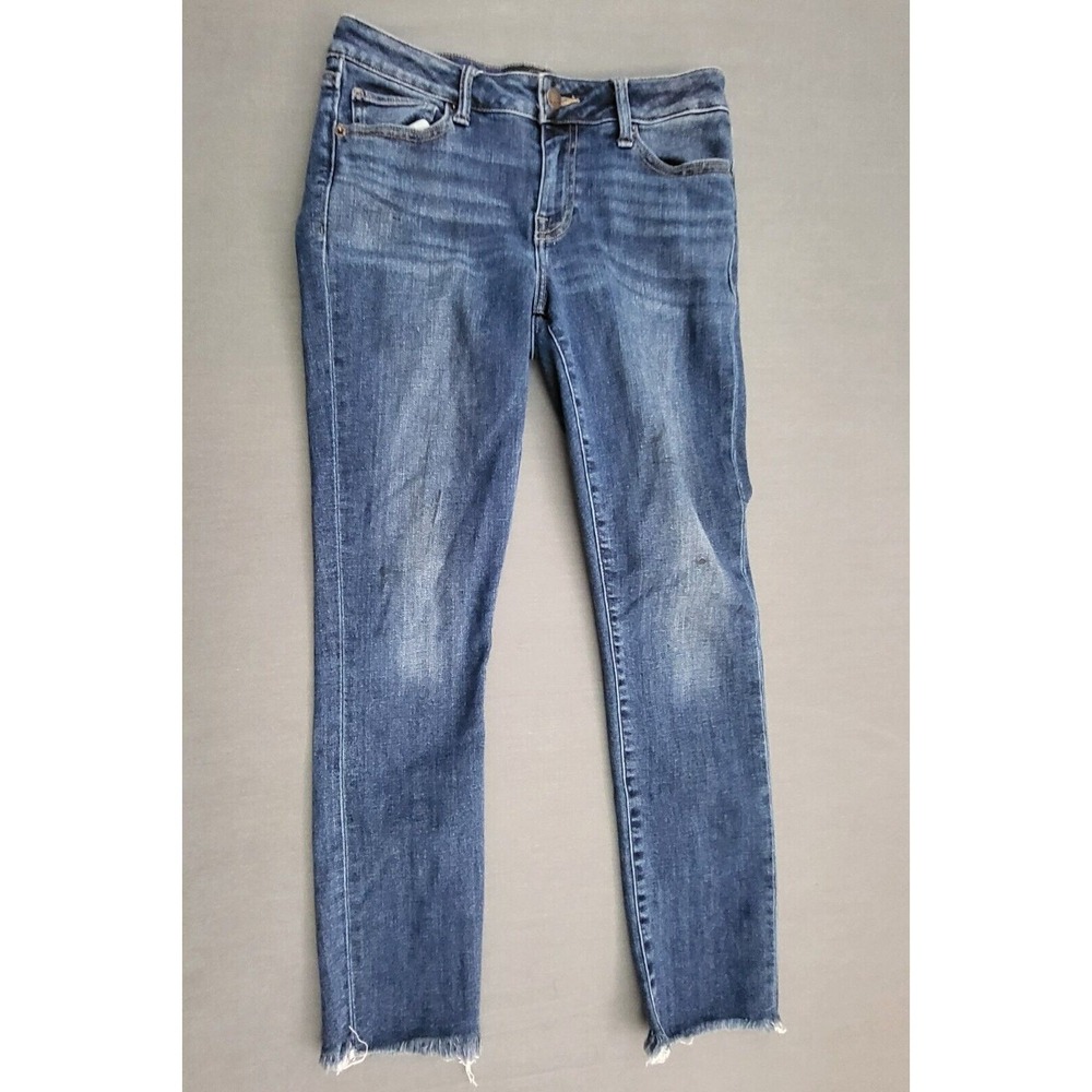 Lucky Brand‎ Womens Skinny Jeans Blue Distressed Frayed Hem Size 6 28 Y2K